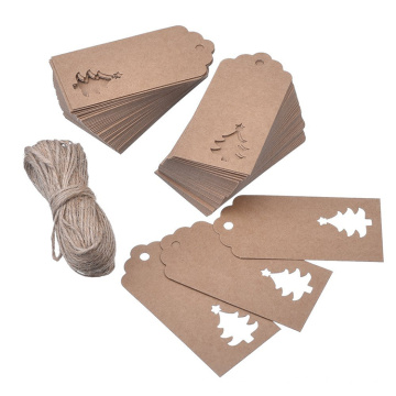 Etiquetas colgantes personalizadas en forma de árbol de papel Kraft Etiquetas de regalo
